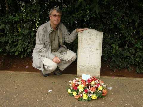 Richard Bartlett-May at the graveside of his father