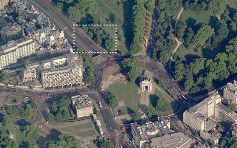 The location of the Bomber Command Memorial